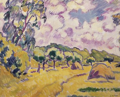 Landskap med høystakker (olje på lerret) av Louis Valtat