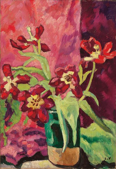 Vase, røde tulipaner; Vase, røde tulipaner av Louis Valtat