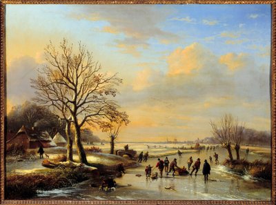 Skatere. Maleri av Louis Verwee (1807-1877) av Louis Verwee