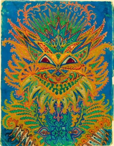 Kaleidoscope Cats: kattemønster på blått av Louis Wain