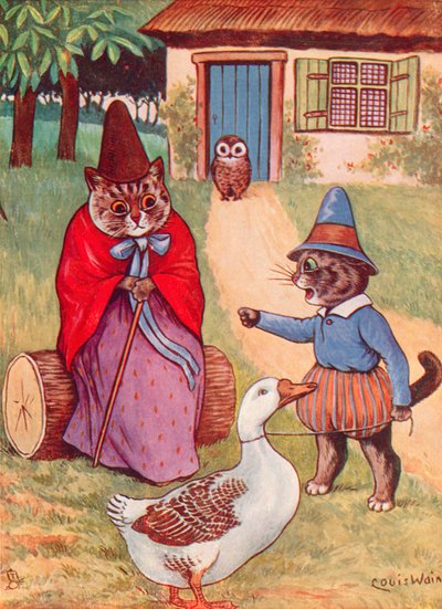 Gåsmor hjemme av Louis Wain