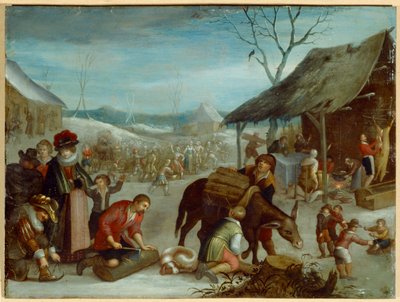 Vinter (olje på lerret) av Louis de (circle of) Caullery