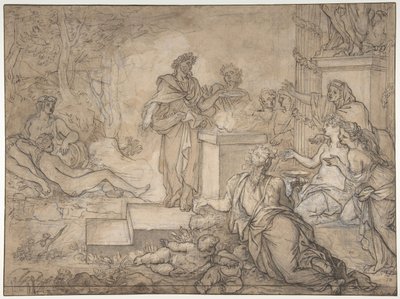 Offer ofret før en statue av Jupiter, 1600-tallet. av Louis de Boullogne