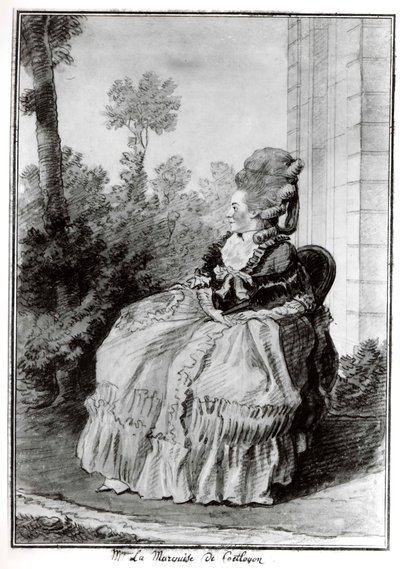 Madame la Marquise de Coëtlogon, ca. 1777. av Louis de Carmontelle