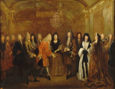 Louis XIV mottar prins August, den fremtidige kongen av Polen og kurfyrsten av Sachsen, ca 1714. av Louis de Silvestre
