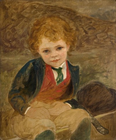 Studie av en gutt som sitter i en trillebår, 1890. av Louisa Starr