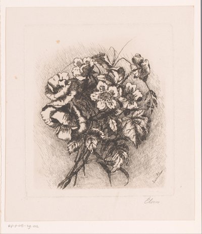 Blomsterstilleben med valmuer og anemoner av Louise Elsen