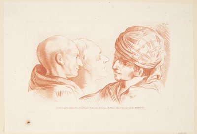 Studie av tre mannlige hoder av Louise Rosalie Hémery
