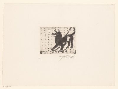 Bjeffende hund Cave Canem (tittel på objekt) av Lovis Corinth (signed by artist)