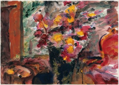 Blomstervase på et bord. 1922 av Lovis Corinth