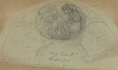 Viftedesign [verso] av Lovis Corinth