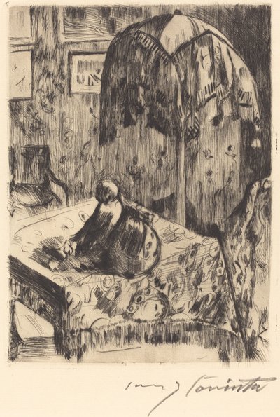 Interiør med gulvlampe, 1916. av Lovis Corinth