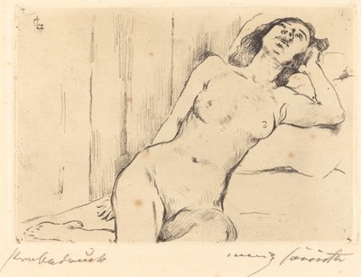 Hvilende trekvart naken (liggende naken kvinne) av Lovis Corinth