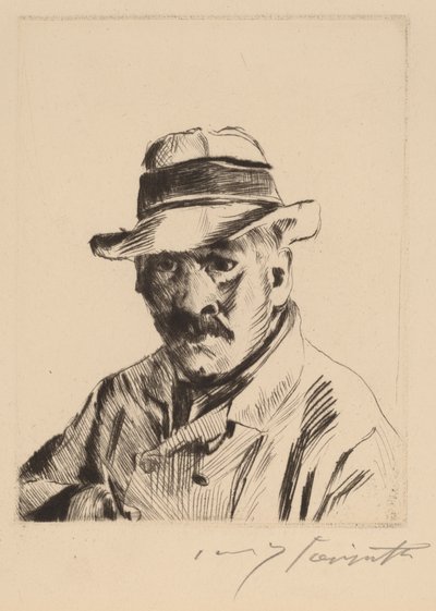 Selvportrett i stråhatt, bystelengde, 1913. av Lovis Corinth