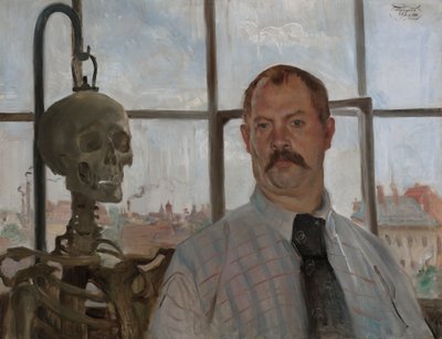 Selvportrett med skjelett av Lovis Corinth