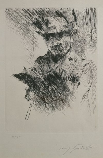 Selvportrett, ca. 1920-21 (tørrpunkt) av Lovis Corinth