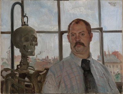 Selvportrett med skjelett av Lovis Corinth