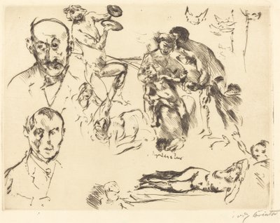 Skisser av menn, inkludert Max Liebermann, ca. 1915. av Lovis Corinth