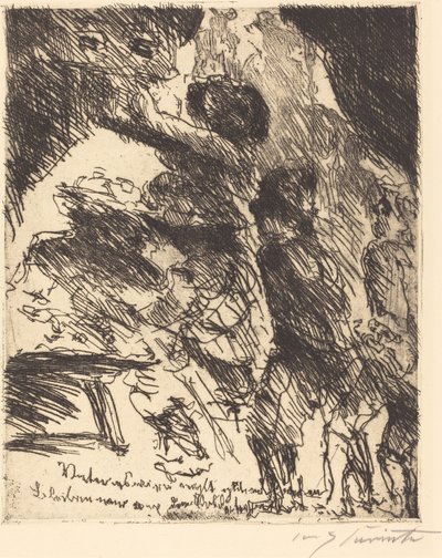 "Far, dette går ikke bra, vi bør holde oss unna gjengen med soldater" av Lovis Corinth
