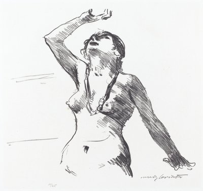 Naken kvinne forsvarer seg selv av Lovis Corinth