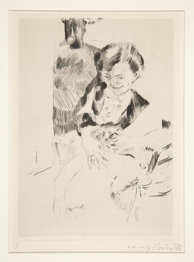 Kvinne med en kattunge av Lovis Corinth