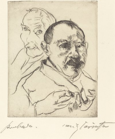 Skisse av to selvportretter av menn, 1915. av Lovis Corinth