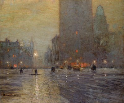 Madison Square, Rainy Night (olje på lerret) av Lowell Birge Harrison