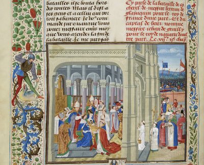 Kroningen av Charles V av Frankrike 19. mai 1364, ca 1470-1475. av Loyset Liedet