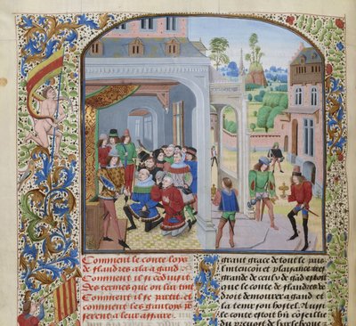 Homage av Louis II av Male av en deputasjon fra Gent, ca 1470-1475. av Loyset Liedet