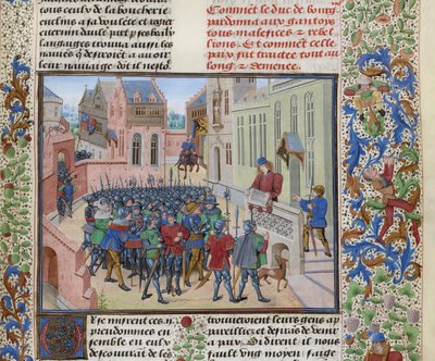 Jean de Heyle leser i Gent et brev fra Filip II den dristige, ca 1470-1475. av Loyset Liedet