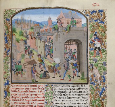 Plyndre byen Grammont, ca 1470-1475. av Loyset Liedet