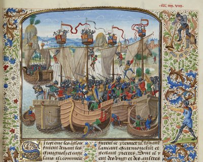 Slaget ved La Rochelle, 1372, ca 1470-1475. av Loyset Liedet