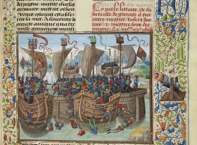 Sjøslaget ved Guernsey, 1342, ca 1470-1475. av Loyset Liedet