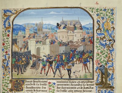 William II, greve av Hainaut tar og ødelegger Aubenton, 1340, ca 1470-1475. av Loyset Liedet