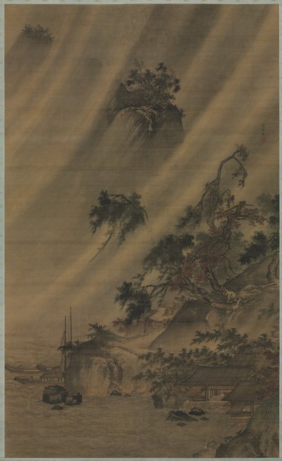 River Village in a Rainstorm, ca. 1480-1507. av Lu Wenying
