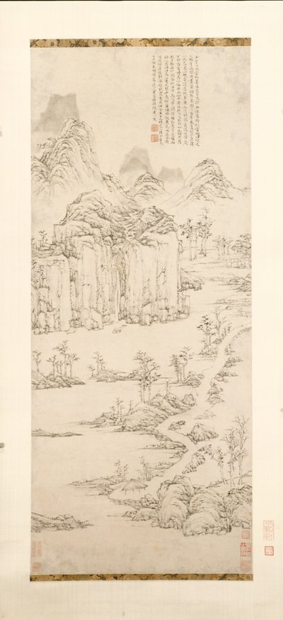 Daoist Retreat i fjell- og bekkelandskap etter Ni Zan [1301-1374], 1567. av Lu Zhi