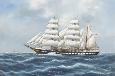 SY Fantome II (akvarell og gouache på papir) av Luca Papaluca