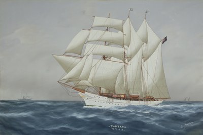 The Sunbeam under Full Sail (gouache på papir) (se 197336) av Luca Papaluca