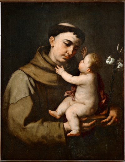 Den hellige Antonius av Padua og Jesusbarnet ... av Luca (circle of) Giordano