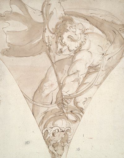 Apollo Killing the Python, studer etter en spandrel i Palazzo Antonio Doria (Palazzo della Prefettura), Genova av Luca Cambiaso