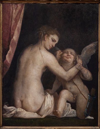 Fontanellato, Labirinto della Masone, Franco Maria Ricci kunstsamling: "Venus bind for øynene Amor" av Luca Cambiaso