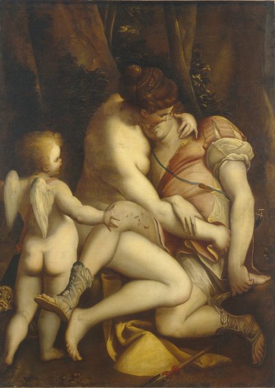 Venus og Adonis, 1565-1569 av Luca Cambiaso