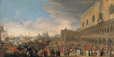 Den franske ambassadørens inntreden i Venezia i 1706 Henri-Charles Arnauld de Pomponnes seremonielle innreise, kjent som Abbé de Pomponne, i Venezia som fransk ambassadør 10. mai 1706 av Luca Carlevarijs