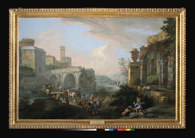 Capriccio med Ponte Rotto, ca. 1714 (olje på lerret) av Luca Carlevaris