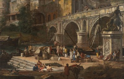 Utsikt over en elvehavn, mellom 1690 og 1699. av Luca Carlevaris