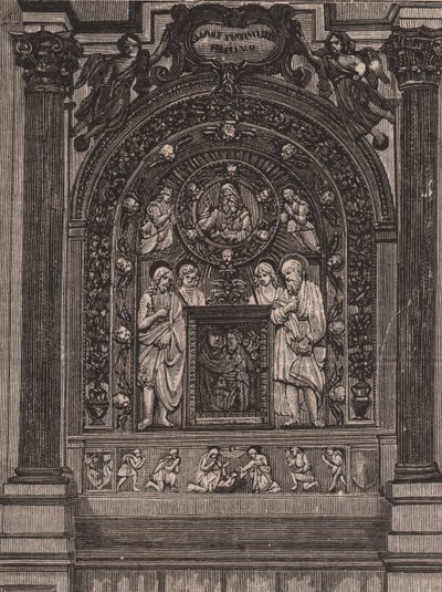Alter for kirken Santa Maria delle Grazie, av Luca della Robbia, Montepulciano, Toscana, Italia, tresnitt fra Le cento citta d