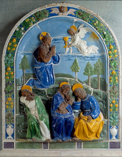 Kristus ved Oljeberget Keramikk malt og lakkert av Luca della Robbia (1400-1482) 1400-tallet. Paris, Louvre-museet av Luca Della Robbia