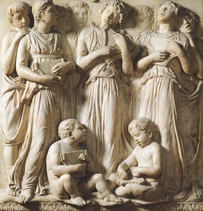 Detalj fra Cantoria (korgalleri) i katedralen Santa Maria del Fiore, Firenze av Luca Della Robbia