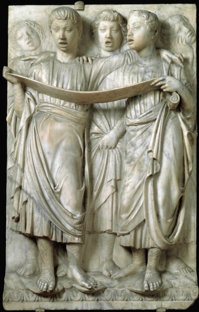 La cantoria eller barn som synger i kor - Marmorrelieff, av Luca della Robbia (ca. 1400-1482), Quattrocento av Luca Della Robbia