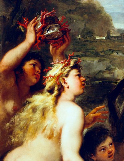 Bortføring av Europa, av Luca Giordano (1634-1705), olje på lerret, detalj av Luca Giordano